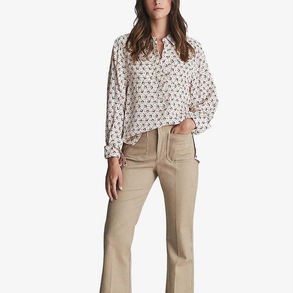 REISS PIA  TETRIS GEOMETRIC PRINT  BLOUSE TOP - Picture 12 of 14
